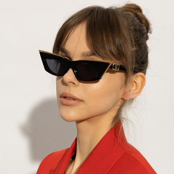 Valentino V-GOLDCUT - I VLS 113A 55 Women Sunglasses Titanium Black Gold Grey - Picture 1 of 15